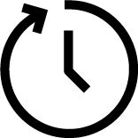 Pictogram van een klok met een pijl die met de klok meegaat