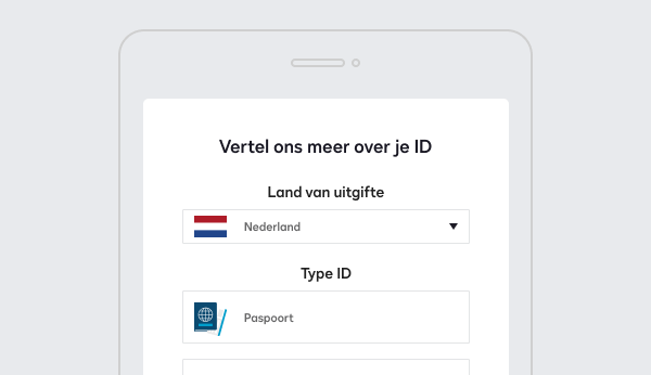 DocuSign Identify screenshot met verzoek om details over het type ID.