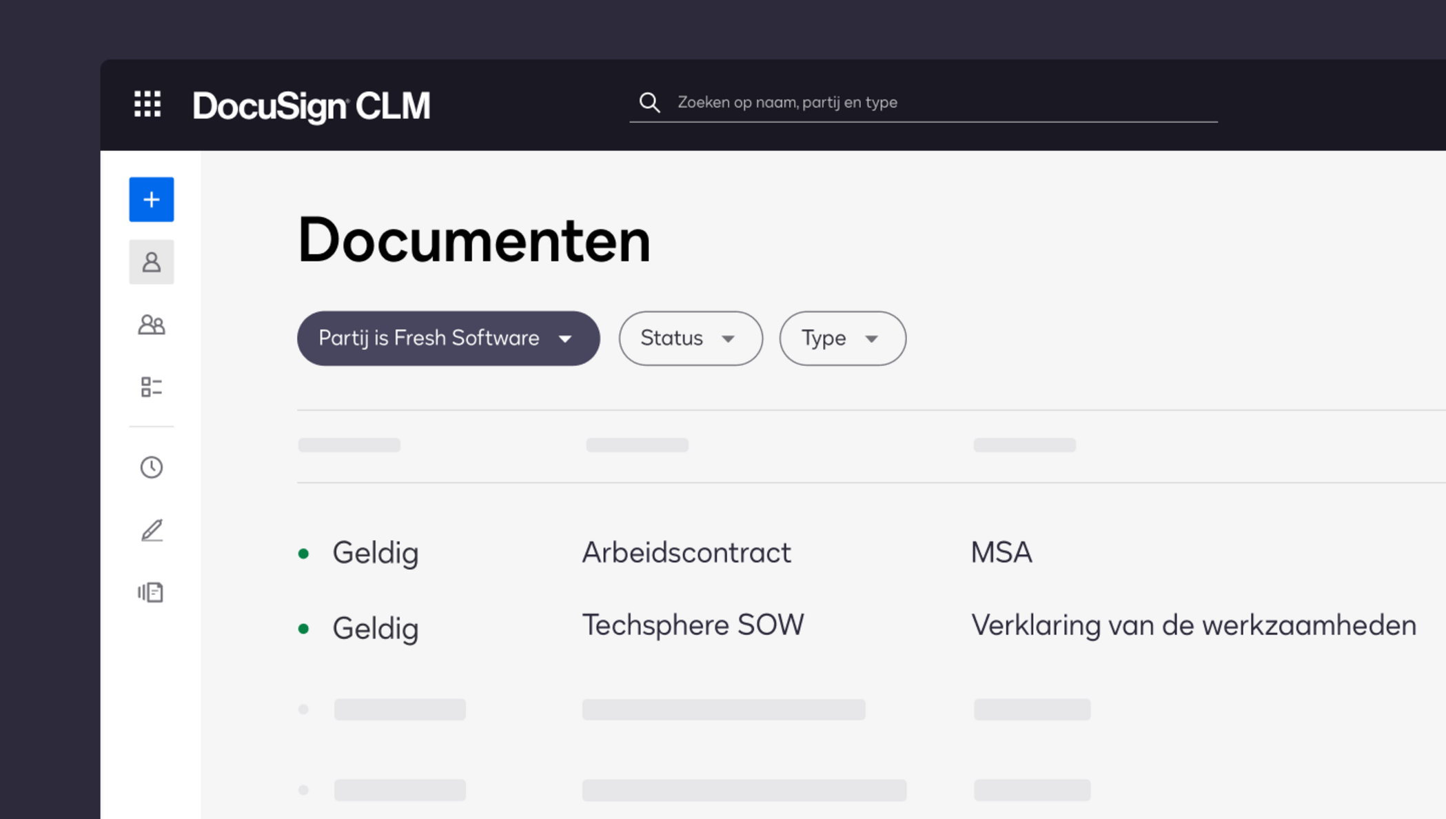CLM product afbeelding met alle contracten op een gecentraliseerde plaats.